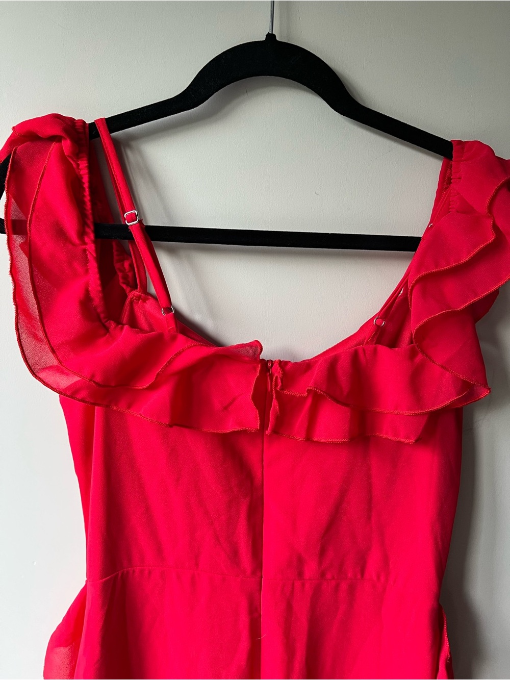 Eilly Bazar Ruched Off-Shoulder Red High-Low Ruffle Dress size small - Picture 11 of 13